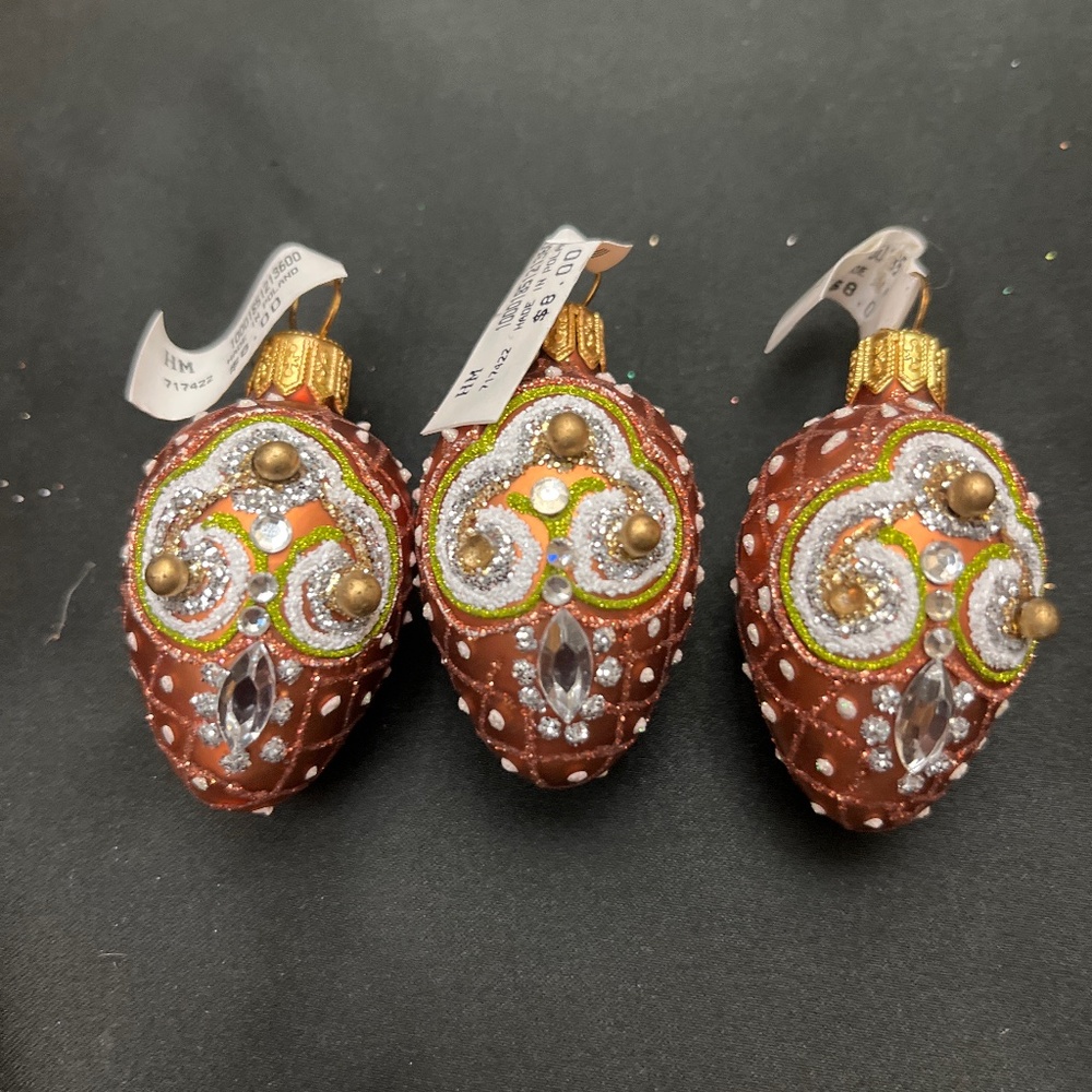 NWT.  Group of Three beautiful “Faberge” Egg Holiday Ornaments.